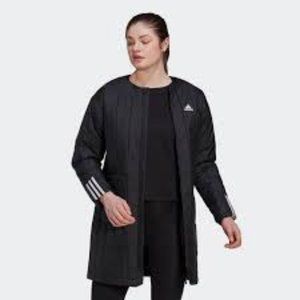 NWT ADIDAS ITAVIC WOMEN'S 3-STRIPES SEASONAL COAT BLACK WITH WHITE SMALL